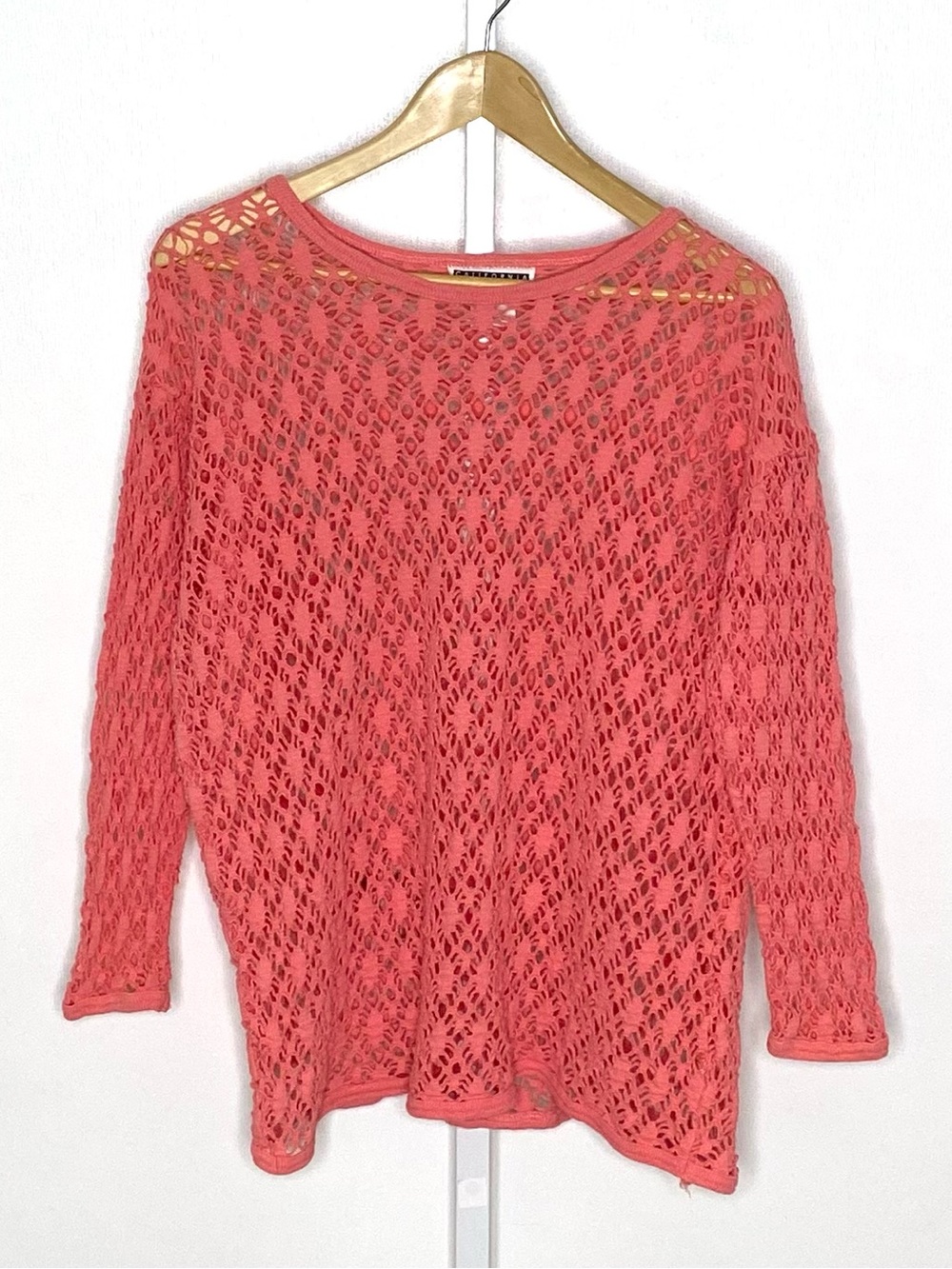 90’s Y2K VINTAGE Festival Beachy California Happenings Pink Cotton Mesh Top Sz S